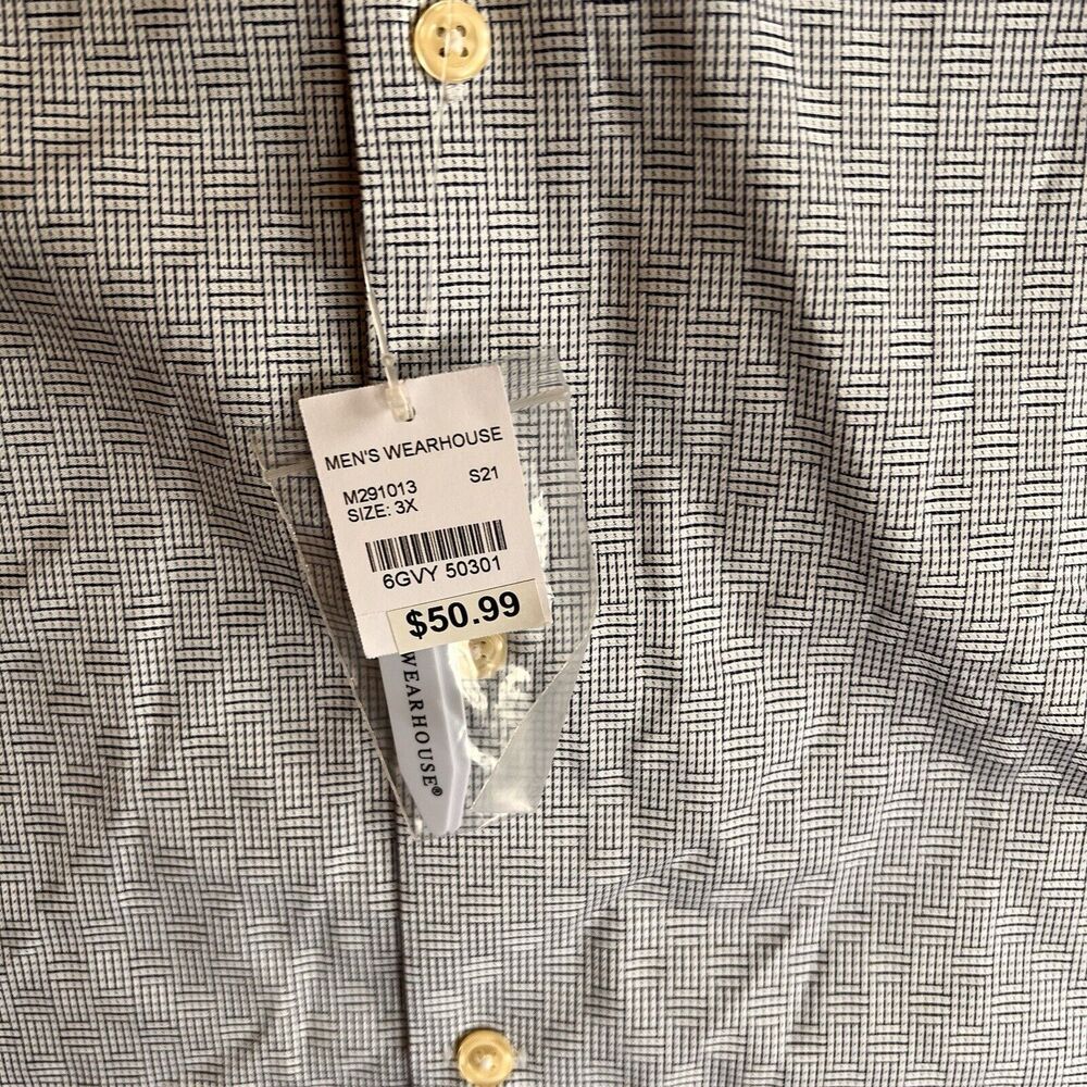 Egara Shirt Men’s 3XL Blue White‎ Woven Pattern NWT Button Up Cotton Spadex - Picture 4 of 9